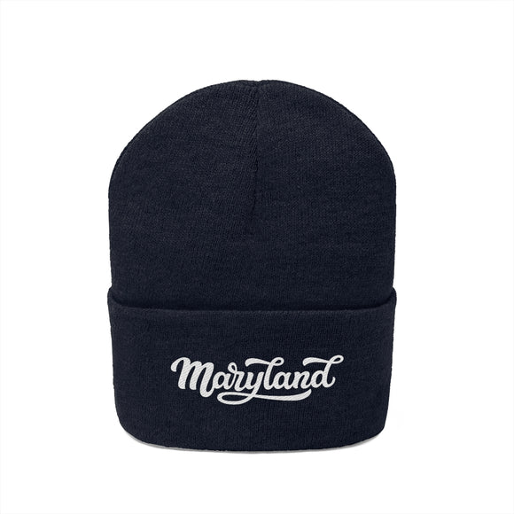 Maryland Beanie - Adult Hand Lettered Embroidered Maryland Knit Hat
