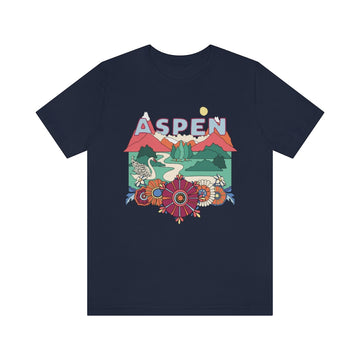 Buy navy Aspen T-Shirt - Retro Mountain / Hippie Style Aspen, Colorado Shirt