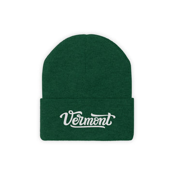 Buy hunter-green Vermont Beanie - Adult Hand Lettered Embroidered Vermont Knit Hat