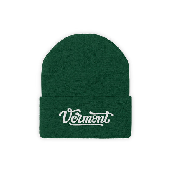 Vermont Beanie - Adult Hand Lettered Embroidered Vermont Knit Hat