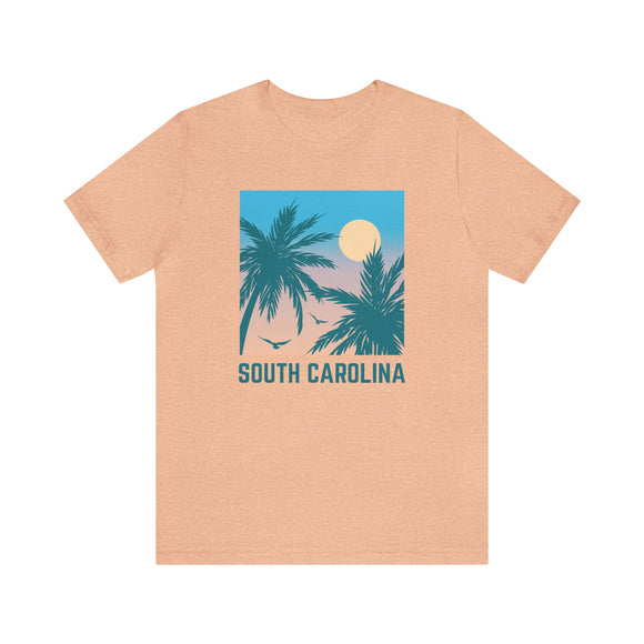 South Carolina T-Shirt - Retro Palm Tree & Beach Unisex South Carolina Shirt