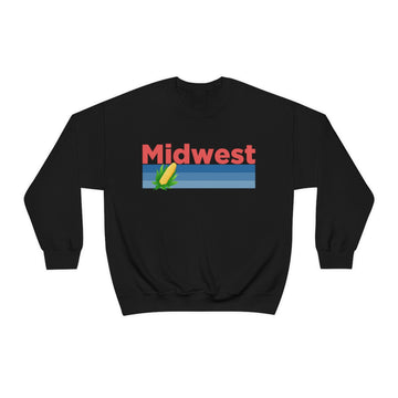 Buy black Midwest Sweatshirt - Retro Corn &amp; Farming Unisex Crewneck Sweatshirt