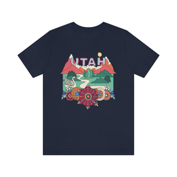 Buy navy Utah T-Shirt - Retro Mountain / Hippie Style Utah Shirt