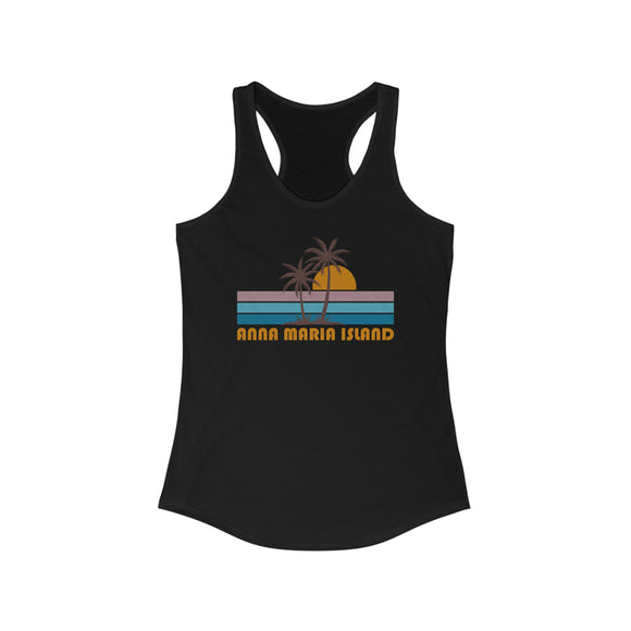 Anna Maria Island, Florida Women's Tank - Retro Palm Tree Women's Racerback Anna Maria Island Tank Top