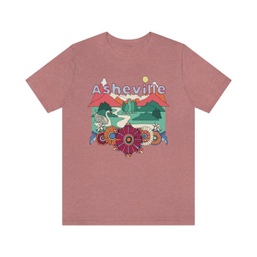 Buy heather-mauve Asheville T-Shirt - Retro Mountain / Hippie Style Asheville, North Carolina Shirt
