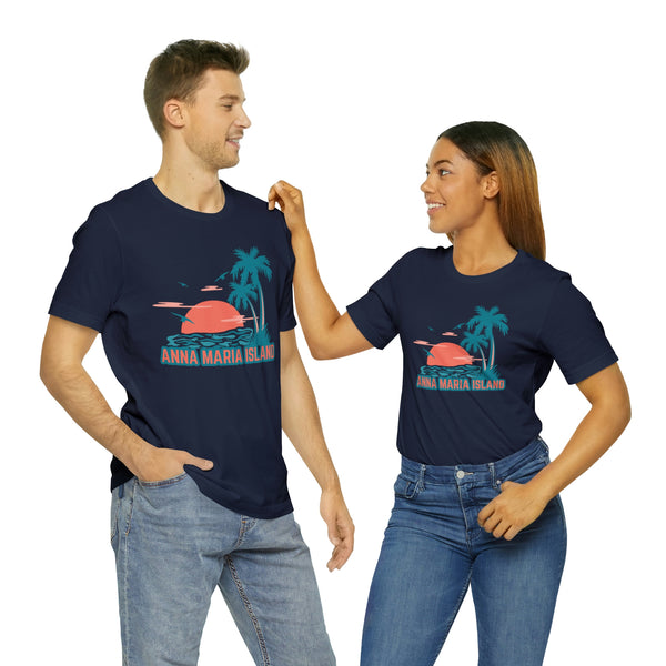 Anna Maria Island, Florida T-Shirt - Retro Palm Tree & Beach Unisex Anna Maria Island Shirt
