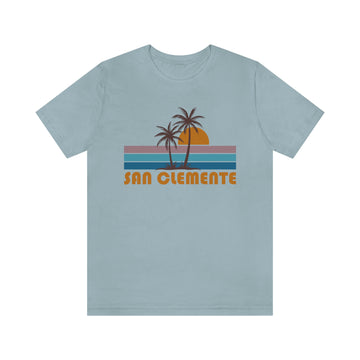 Buy light-blue San Clemente, California T-Shirt - Retro Palm Tree Unisex San Clemente Shirt