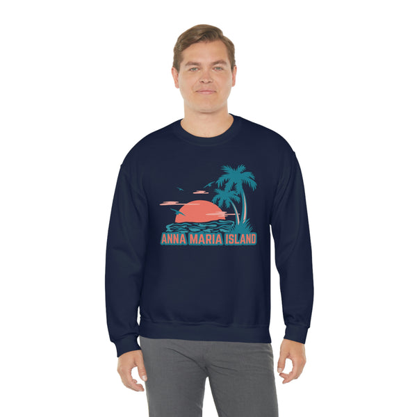 Anna Maria Island, Florida Sweatshirt - Unisex Retro Palm Tree Crewneck Anna Maria Island Sweatshirt