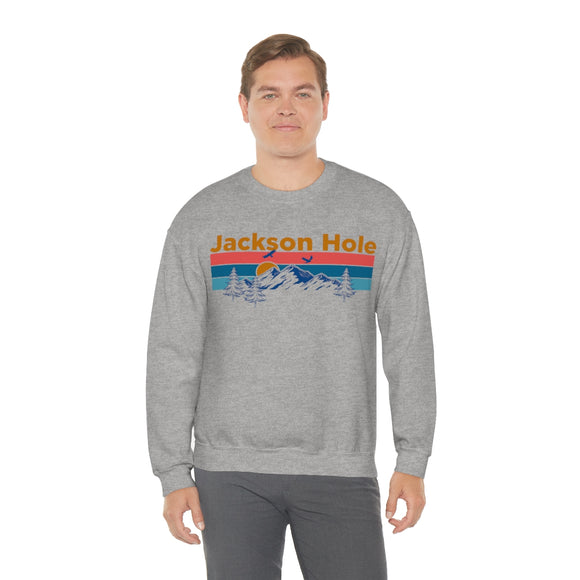 Jackson Hole, Wyoming Sweatshirt - Mountain & Birds Unisex