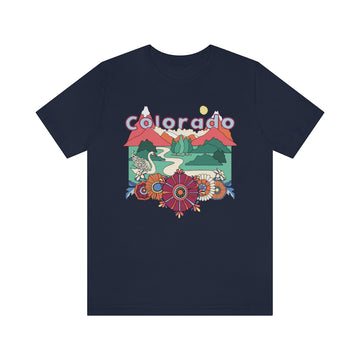 Buy navy Colorado T-Shirt - Retro Mountain / Hippie Style Colorado Shirt