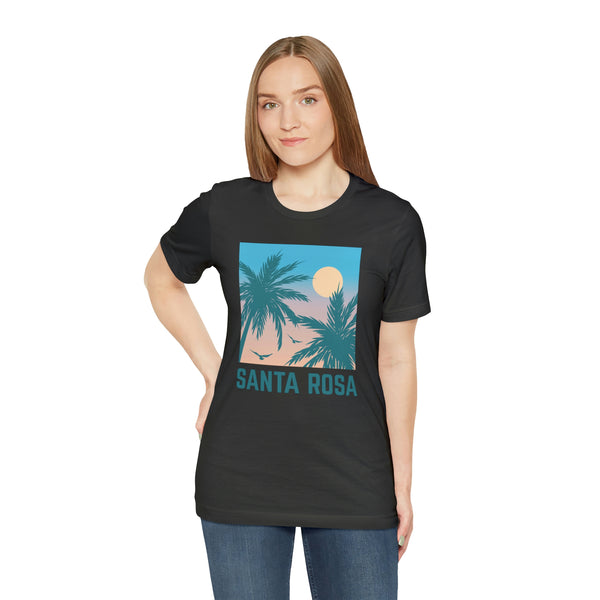 Santa Rosa, California T-Shirt - Retro Palm Tree & Beach Unisex Santa Rosa Shirt