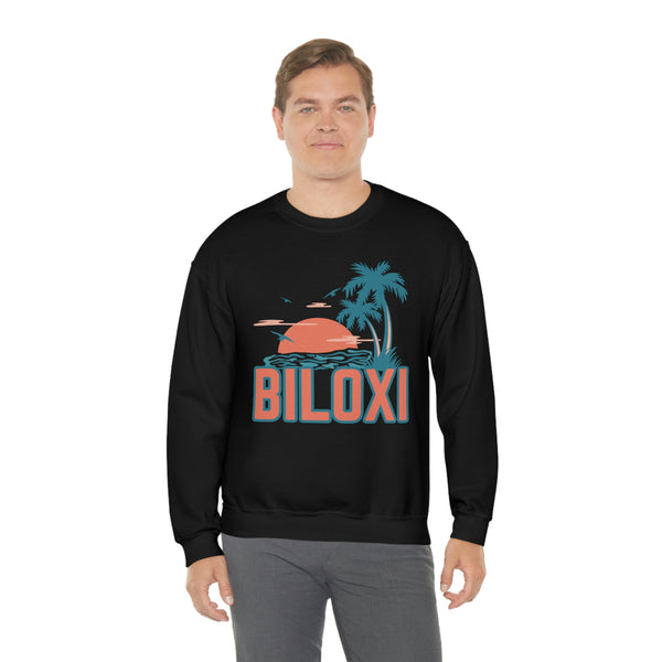 Biloxi, Mississippi Sweatshirt - Unisex Retro Palm Tree Crewneck Biloxi Sweatshirt