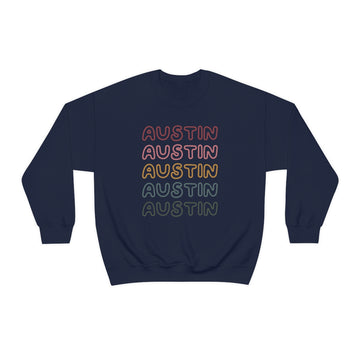 Buy navy Austin, Texas Sweatshirt - Retro Five Color Unisex