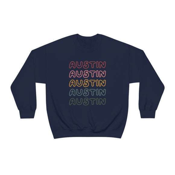 Austin, Texas Sweatshirt - Retro Five Color Unisex