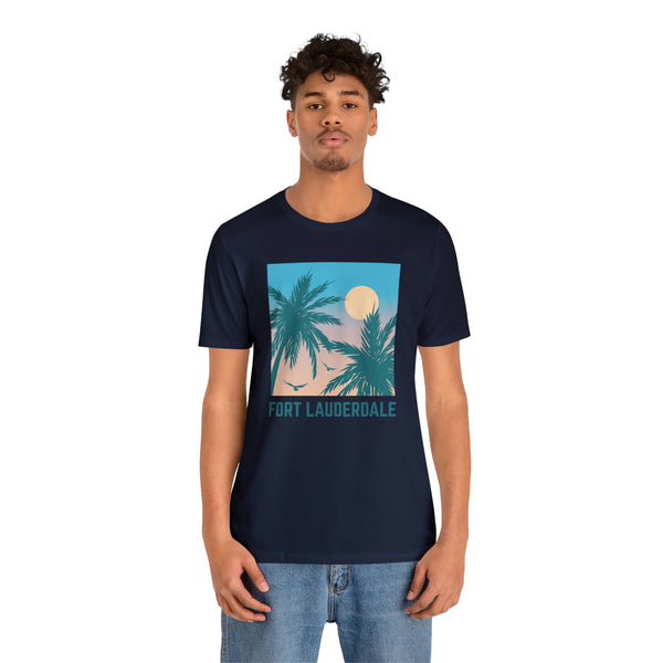 Fort Lauderdale, Florida T-Shirt - Retro Palm Tree & Beach Unisex Fort Lauderdale Shirt