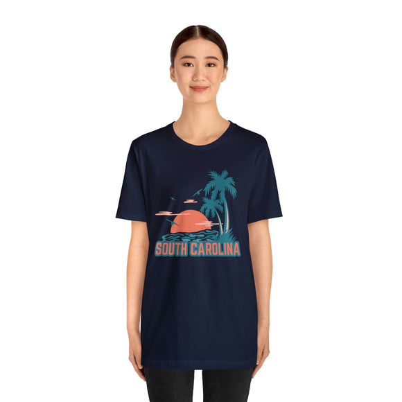 South Carolina T-Shirt - Retro Palm Tree & Beach Unisex South Carolina Shirt