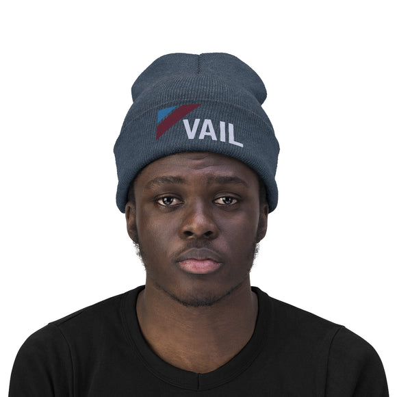 Vail, Colorado Beanie - Adult Embroidered Retro Vail Knit Hat