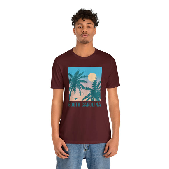 South Carolina T-Shirt - Retro Palm Tree & Beach Unisex South Carolina Shirt