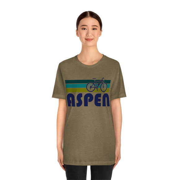 Aspen T-Shirt - Retro Mountain Bike Adult Unisex Aspen, Colorado T Shirt