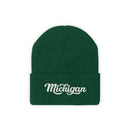 Michigan Beanie - Adult Hand Lettered Embroidered Michigan Knit Hat-1