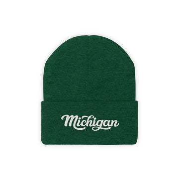 Michigan Beanie - Adult Hand Lettered Embroidered Michigan Knit Hat