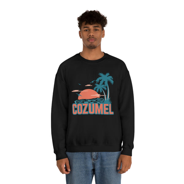 Cozumel, Mexico Sweatshirt - Unisex Retro Palm Tree Crewneck Cozumel Sweatshirt