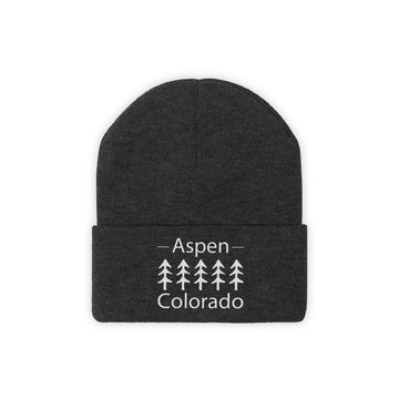 Buy black Aspen, Colorado Knit Beanie - Adult Embroidered Trees Aspen Knit Hat
