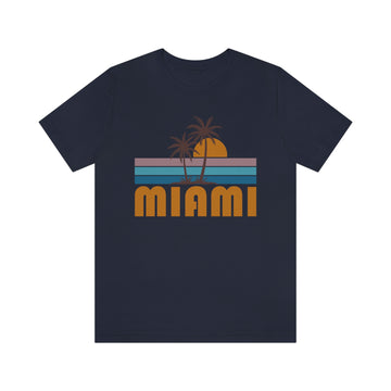 Buy navy Miami, Florida T-Shirt - Retro Palm Tree Unisex Miami Shirt