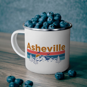 Asheville, North Carolina Camp Mug - Mountain Sunset Enamel Campfire Asheville Mug