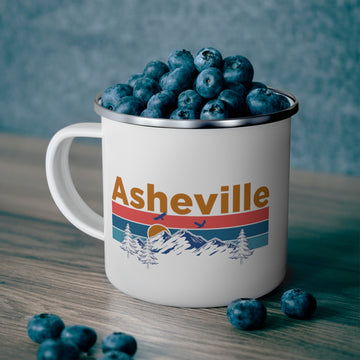 Asheville, North Carolina Camp Mug - Mountain Sunset Enamel Campfire Asheville Mug
