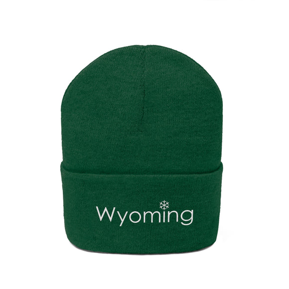Wyoming Knit Beanie - Adult Embroidered Snowflake Wyoming Knit Hat
