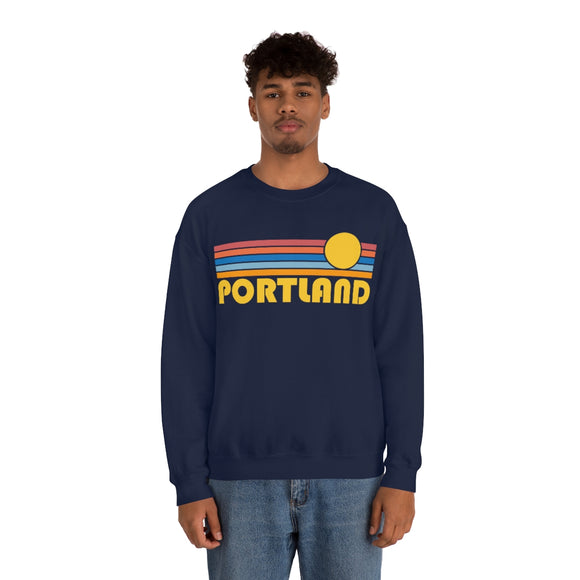 Portland, Oregon Sweatshirt - Retro Sunrise Unisex