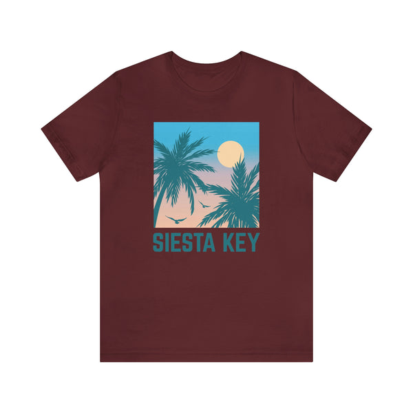 Siesta Key, Florida T-Shirt - Retro Palm Tree & Beach Unisex Siesta Key Shirt