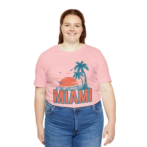 Miami, Florida T-Shirt - Retro Palm Tree & Beach Unisex Miami Shirt