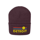 Detroit, Michigan Beanie - Adult Embroidered Retro Sunset Detroit Knit Hat-34