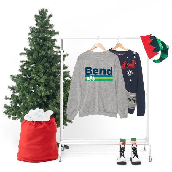 Bend, Oregon Sweatshirt - Retro Trees Unisex