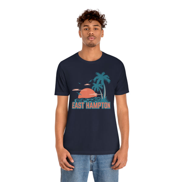 East Hampton, New York T-Shirt - Retro Palm Tree & Beach Unisex East Hampton Shirt