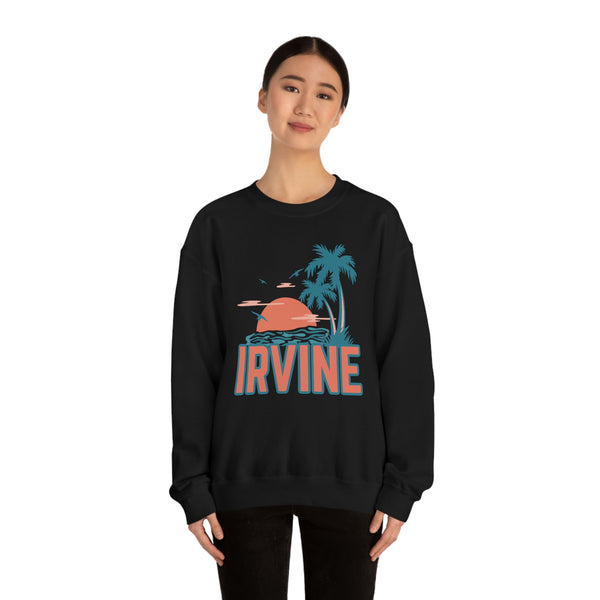 Irvine, California Sweatshirt - Unisex Retro Palm Tree Crewneck Irvine Sweatshirt