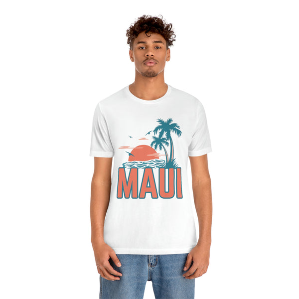 Maui, Hawaii T-Shirt - Retro Palm Tree & Beach Unisex Maui Shirt