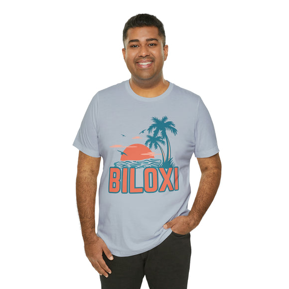 Biloxi, Mississippi T-Shirt - Retro Palm Tree & Beach Unisex Biloxi Shirt