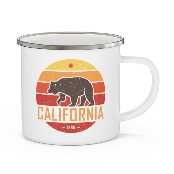 California Camp Mug - Retro Bear Enamel Campfire California Mug