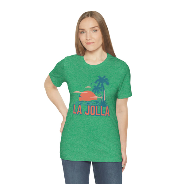 La Jolla, California T-Shirt - Retro Palm Tree & Beach Unisex La Jolla Shirt