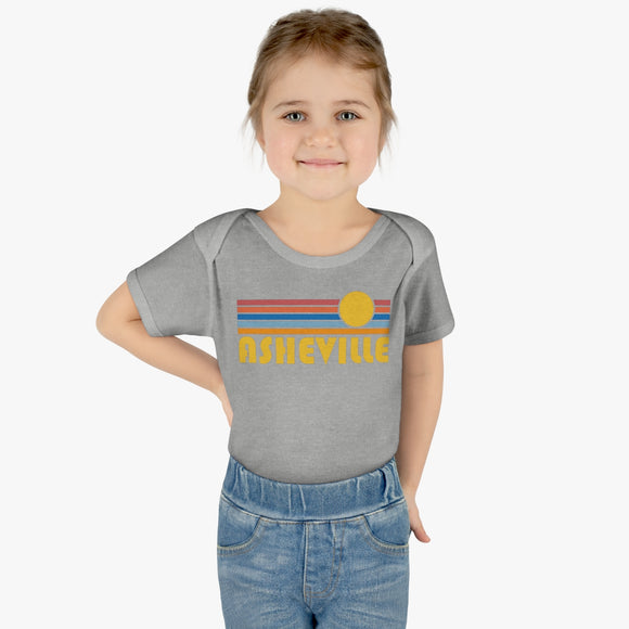 Asheville Baby Bodysuit - Retro Sun Asheville, North Carolina Baby Bodysuit