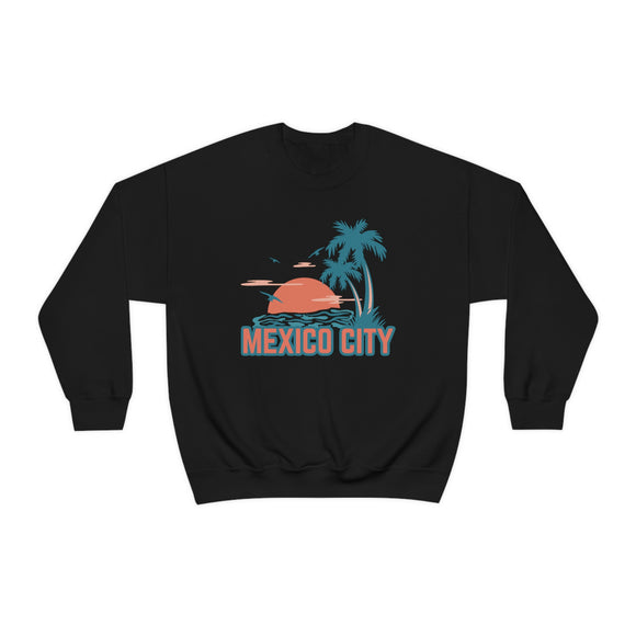 Mexico City, Mexico Sweatshirt - Unisex Retro Palm Tree Crewneck Mexico City Sweatshirt