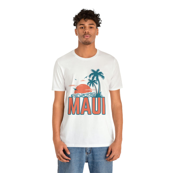 Maui, Hawaii T-Shirt - Retro Palm Tree & Beach Unisex Maui Shirt