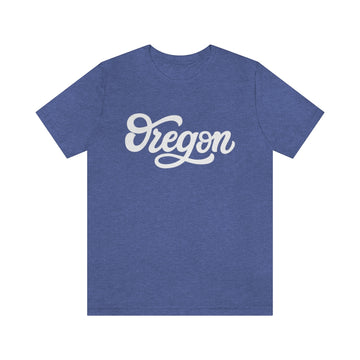 Buy heather-true-royal Oregon T-Shirt - Hand Lettered Unisex Oregon Shirt