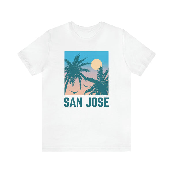 San Jose, California T-Shirt - Retro Palm Tree & Beach Unisex San Jose Shirt