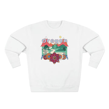Buy white Premium Oregon Sweatshirt - Unisex Boho Premium Crewneck Oregon Sweatshirt