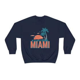 Miami, Florida Sweatshirt - Unisex Retro Palm Tree Crewneck Miami Sweatshirt