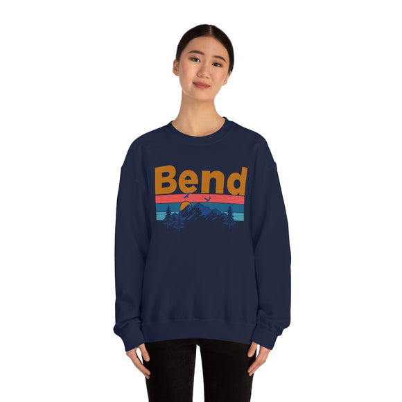 Bend, Oregon Crewneck Sweatshirt - Mountain & Birds Unisex